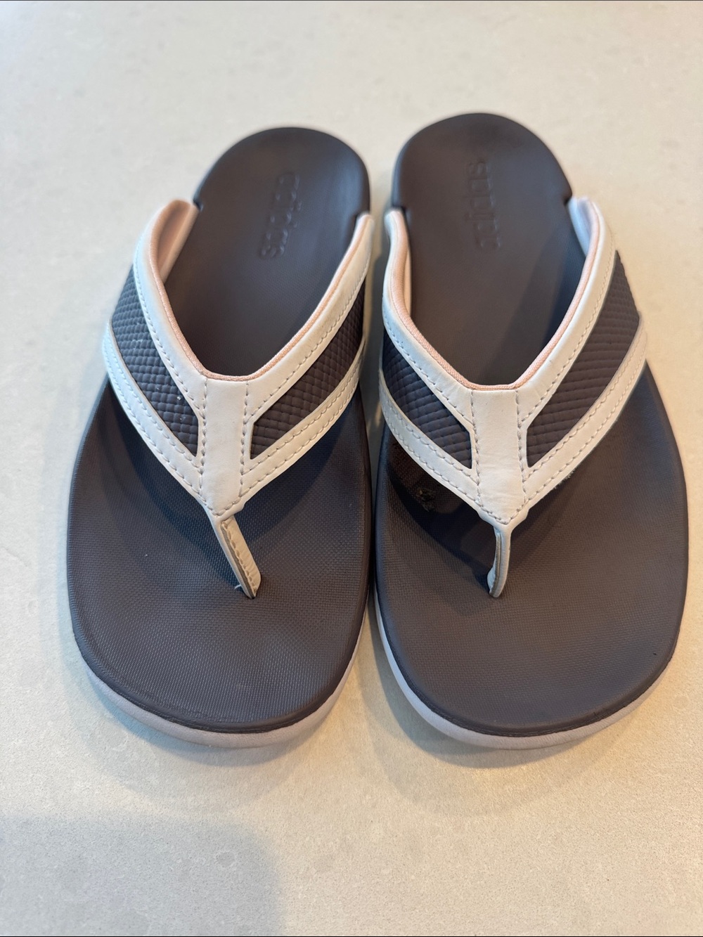 adidas Gray and White Women's Flip Flop Sandals